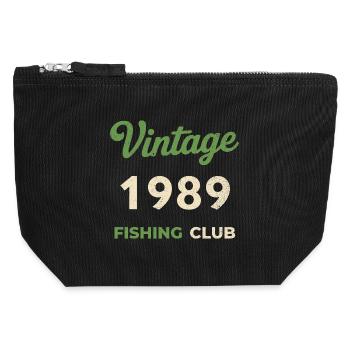 Vintage 1989 – Année de naissance rétro du club de pêche - Pochette zippée en toile 12 x 13 cm - noir - Devant