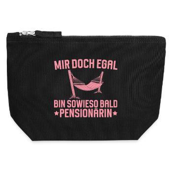 Pension Bin sowieso bald Pensionärin - Canvas Reißverschluss-Täschchen (12 x 13 cm) - Schwarz - Vorne