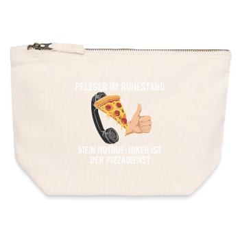 Rentner Notruf Pizzadienst - Canvas Reißverschluss-Täschchen (12 x 13 cm) - Naturweiß - Vorne