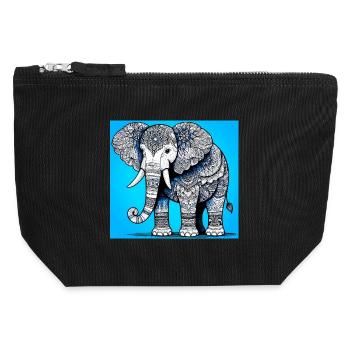 elephant - Canvas Zip Pouch 12 x 13 cm - black - Front