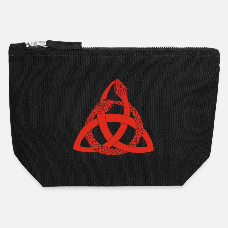 Röda ormar och keltisk symbol - Kanvasfodral med dragkedja 12 x 13 cm - svart