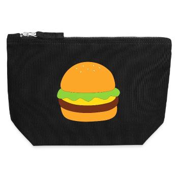 Burger, fast food, essen, kochen - Canvas Reißverschluss-Täschchen (12 x 13 cm) - Schwarz - Vorne