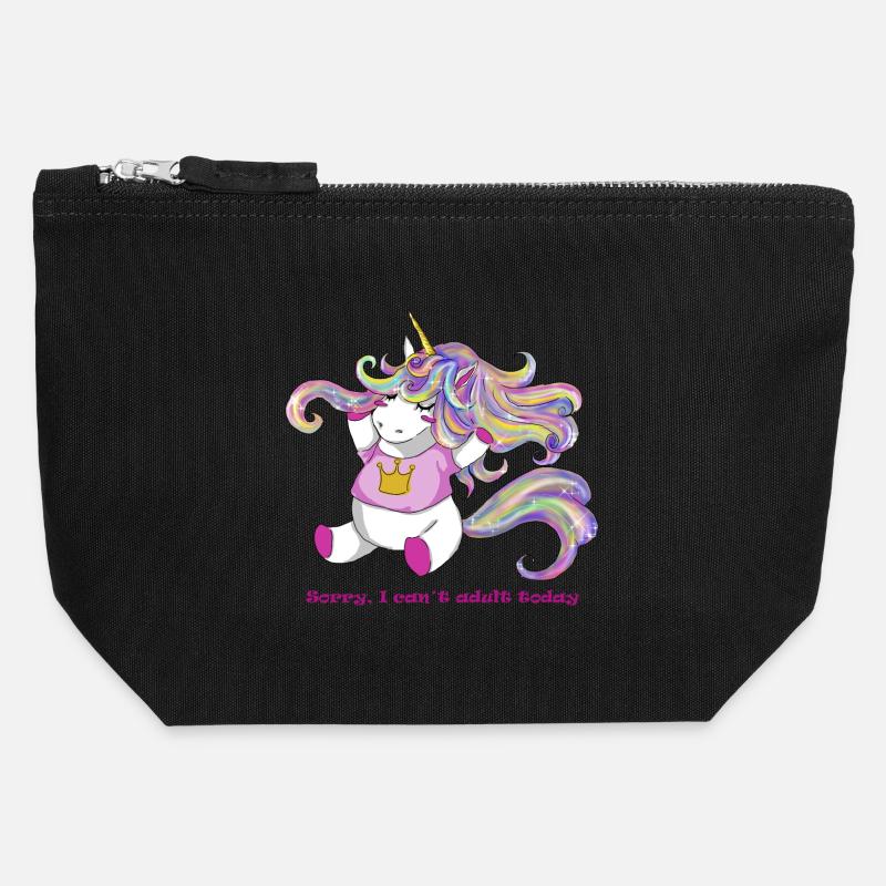 Unicorn - Canvas Zip Pouch 12 x 13 cm - black