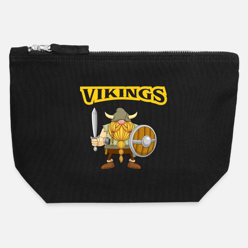 Wikinger, Gnom, Entdecker - Canvas Reißverschluss-Täschchen (12 x 13 cm) - Schwarz