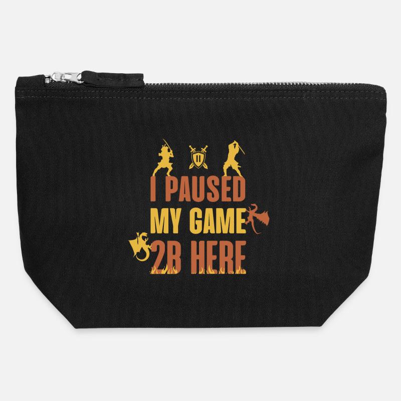 I Paused My Game 2B Here - Pochette zippée en toile 12 x 13 cm - noir
