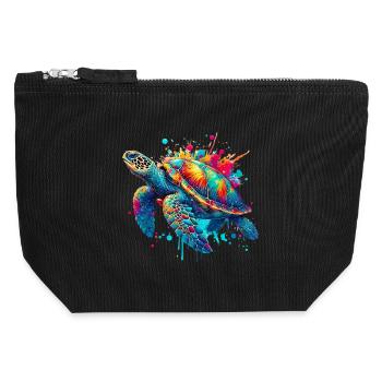 Turtle - Canvas Zip Pouch 12 x 13 cm - black - Front