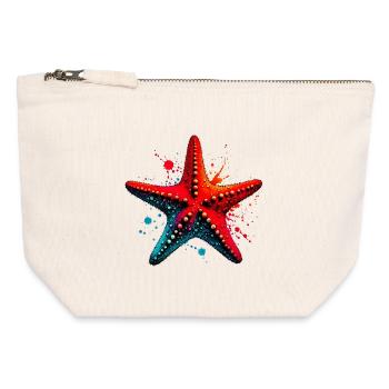 Étoile de mer - Pochette zippée en toile 12 x 13 cm - blanc naturel - Devant
