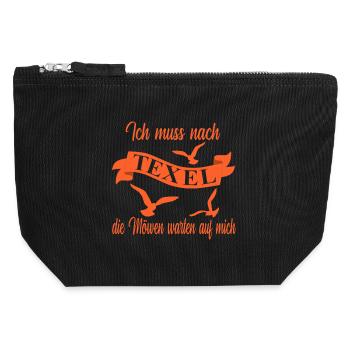 Texel Urlaub - Canvas Reißverschluss-Täschchen (12 x 13 cm) - Schwarz - Vorne