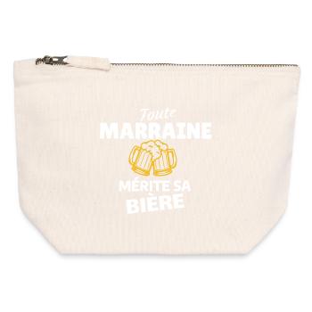 Wedding Friends Beer Fun Gift - Canvas Zip Pouch 12 x 13 cm - nature - Front