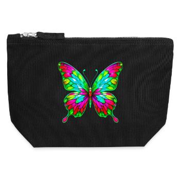 Schmetterling - Canvas Reißverschluss-Täschchen (12 x 13 cm) - Schwarz - Vorne