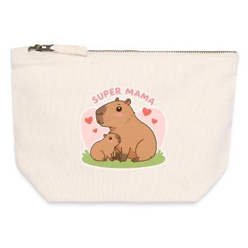Super mama Capybara - Canvas Zip Pouch 12 x 13 cm - nature - Front