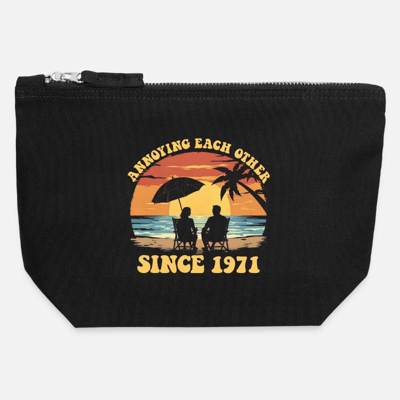 Anniversaire de harcèlement mutuel depuis 1971 - Pochette zippée en toile 12 x 13 cm - noir