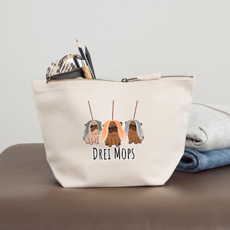 Zwei Mops - Hunde oder Putzgeräte? Hunde Humor? Canvas Reißverschluss-Täschchen (12 x 13 cm)