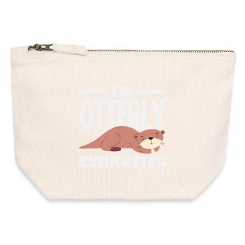 Sea Otter Cartoon Pun Funny - Canvas Zip Pouch 12 x 13 cm - nature - Front