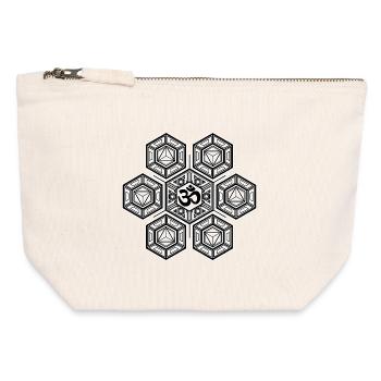 Aum Symbole Méditation Yoga Géométrie Sacrée - Pochette zippée en toile 12 x 13 cm - blanc naturel - Devant