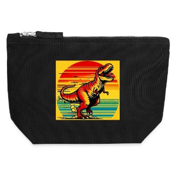 dinosaure - Pochette zippée en toile 12 x 13 cm - noir - Devant