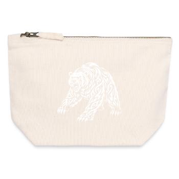 Tribal Grizzly – Wild Bear Motif - Canvas Zip Pouch 12 x 13 cm - nature - Front