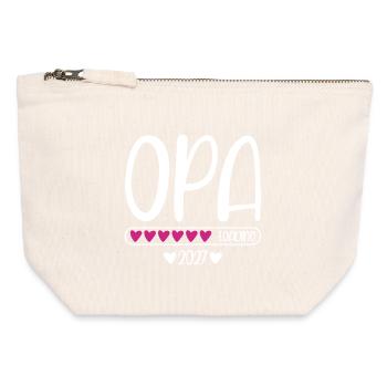 Grand-père 2027 chargeant avec barre de chargement en cœur - Pochette zippée en toile 12 x 13 cm - blanc naturel - Devant