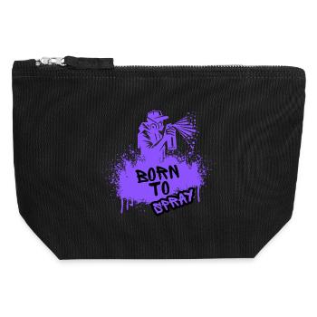 Born to Spray Art Urbain Graffiti Streetwear - Pochette zippée en toile 12 x 13 cm - noir - Devant