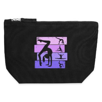 Gymnaste Fille Gymnastique Acrobatie - Pochette zippée en toile 12 x 13 cm - noir - Devant