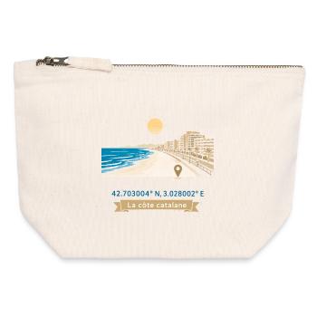 Canet en Roussillon - Promenade Méditerranéenne - Pochette zippée en toile 12 x 13 cm - blanc naturel - Devant