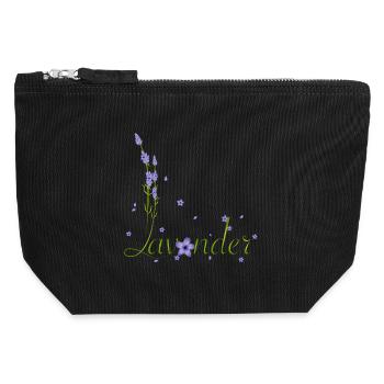 zarte Lavendel Kalligrafie mit Lavendel Blüten - Canvas Reißverschluss-Täschchen (12 x 13 cm) - Schwarz - Vorne