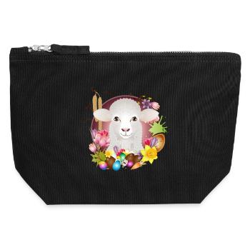 The sheep or lamb as a spring & Easter motif - Canvas Zip Pouch 12 x 13 cm - black - Front