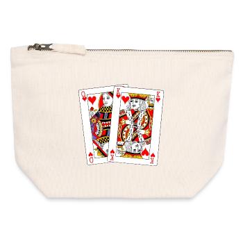 Reine et Roi de Cœur - Pochette zippée en toile 12 x 13 cm - blanc naturel - Devant