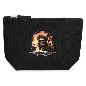 Pirate du crâne - Pochette zippée en toile 12 x 13 cm - noir - Devant