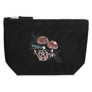 Fliegenpilz Wicca Symbol Naturzauber Herbst - Canvas Reißverschluss-Täschchen (12 x 13 cm) - Schwarz - Vorne