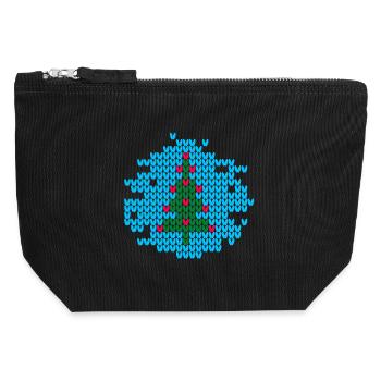 Arbre de Noël tricoté moche Noël Noël motif - Pochette zippée en toile 12 x 13 cm - noir - Devant
