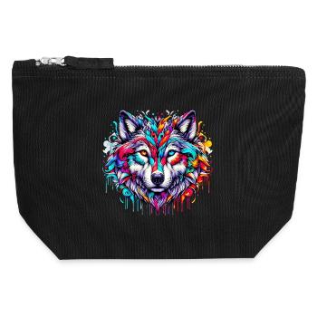 Loup - Pochette zippée en toile 12 x 13 cm - noir - Devant