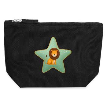Süßer Baby Löwe auf Stern Dschungel Kind - Canvas Reißverschluss-Täschchen (12 x 13 cm) - Schwarz - Vorne