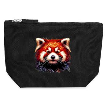 Red panda - Canvas Zip Pouch 12 x 13 cm - black - Front
