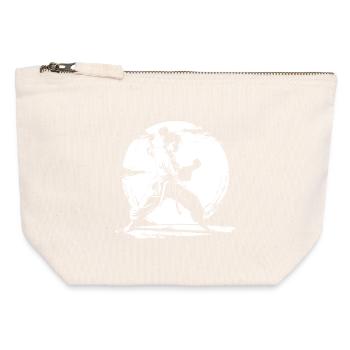 Karate Girl Drawing - Canvas Zip Pouch 12 x 13 cm - nature - Front