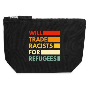 Will trade racists for refugees - Canvas Zip Pouch 12 x 13 cm - black - Front