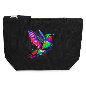 Kolibri - Canvas Reißverschluss-Täschchen (12 x 13 cm) - Schwarz - Vorne