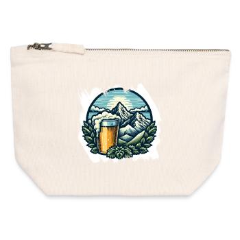 Alpinisme et plaisir de la bière - Pochette zippée en toile 12 x 13 cm - blanc naturel - Devant