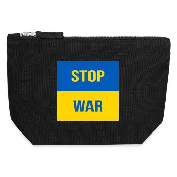 Stop War - Canvas Zip Pouch 12 x 13 cm - black - Front