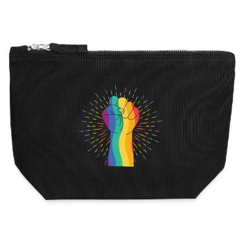 Regenbogenfist der Vielfalt - Canvas Reißverschluss-Täschchen (12 x 13 cm) - Schwarz - Vorne