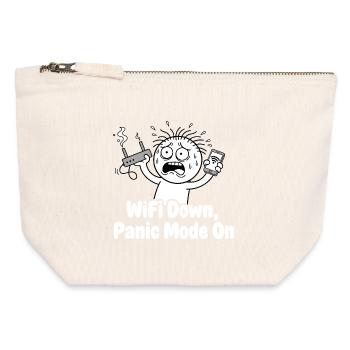 Panne WiFi Mode panique Mème - Pochette zippée en toile 12 x 13 cm - blanc naturel - Devant
