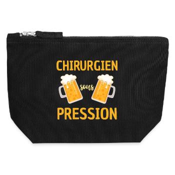 Chirurgien Sous Pression Design Drôle Bière - Pochette zippée en toile 12 x 13 cm - noir - Devant