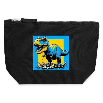 dinosaure - Pochette zippée en toile 12 x 13 cm - noir - Devant
