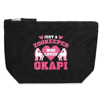 Gardien de zoo qui aime l’okapi - Pochette zippée en toile 12 x 13 cm - noir - Devant