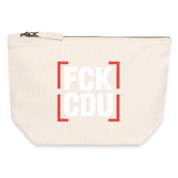 FCK CDU  - Anti CDU/CSU Logo - Canvas Reißverschluss-Täschchen (12 x 13 cm) - Naturweiß - Vorne