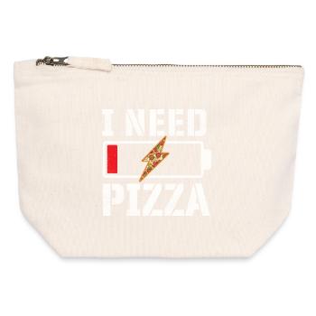 Ich brauche Pizza lustiges Essen Zitat Pizzaliebhaber - Canvas Reißverschluss-Täschchen (12 x 13 cm) - Naturweiß - Vorne