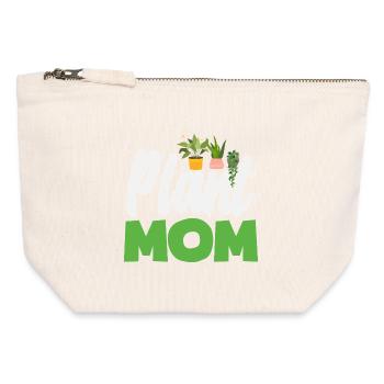 Maman amoureuse des plantes - Pochette zippée en toile 12 x 13 cm - blanc naturel - Devant
