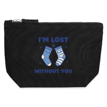 I'm Lost Without You – Sweet Socks Pun Design - Canvas Zip Pouch 12 x 13 cm - black - Front