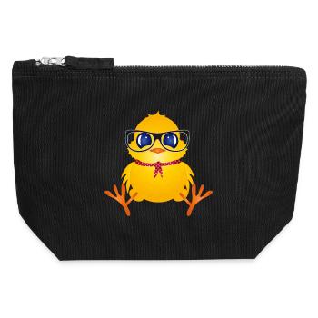 Cute chick with nerd glasses - Canvas Zip Pouch 12 x 13 cm - black - Front