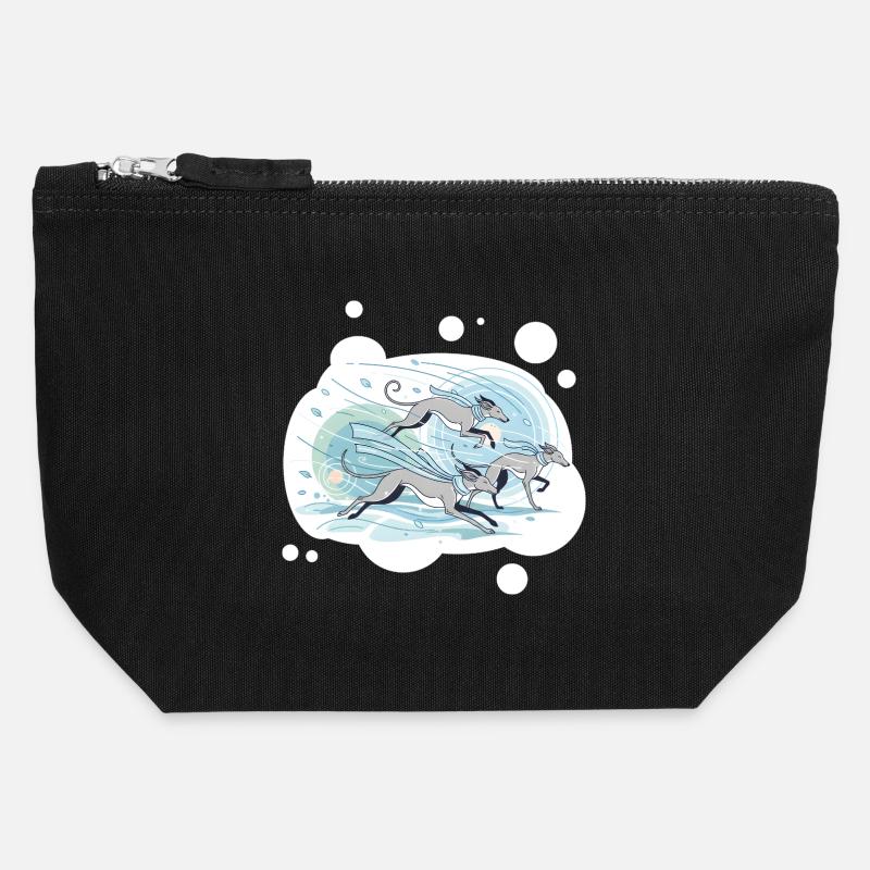 greyhounds - Canvas Zip Pouch 12 x 13 cm - black